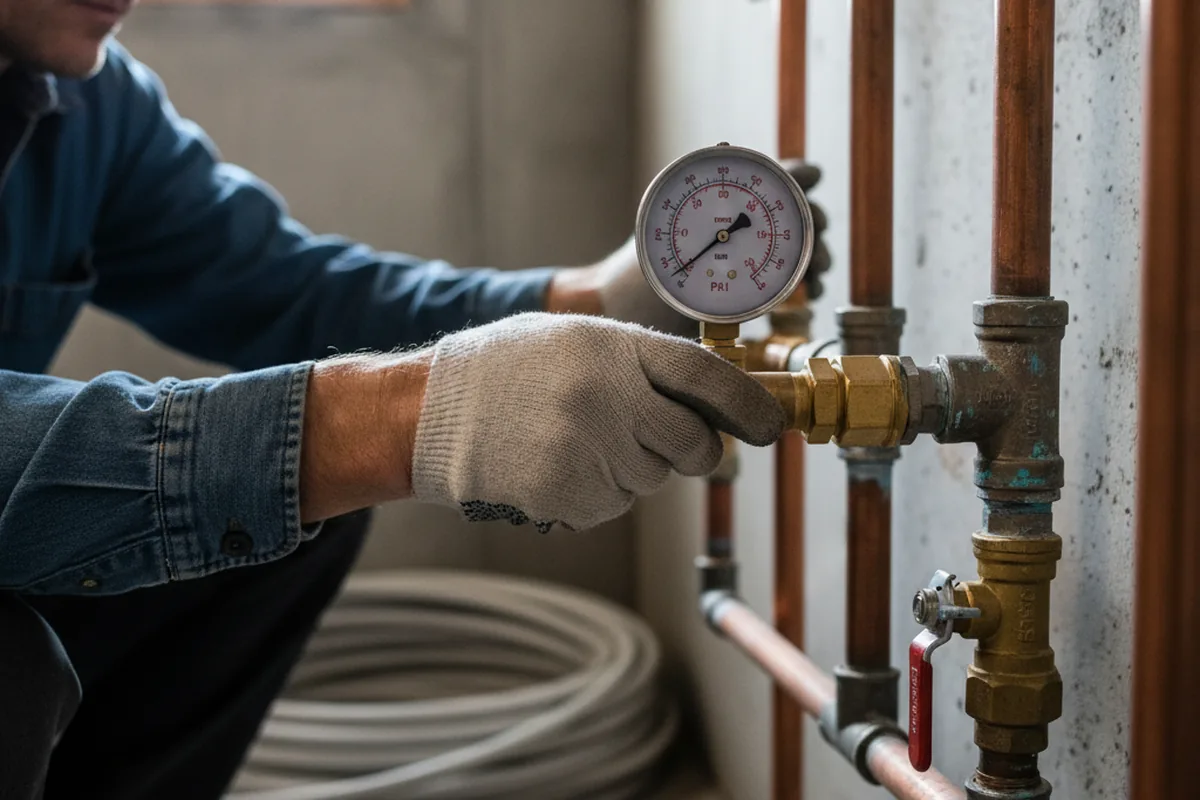 Pressure testing a repaired line during Water Line Repair in Ararat